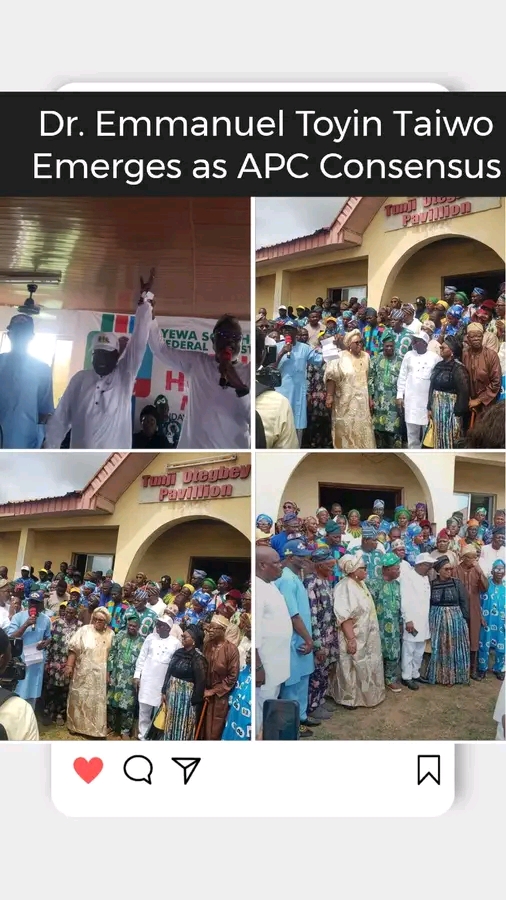 Dr. Emmanuel Toyin Taiwo Emerges as APC Consensus Candidate for Ipokia/Yewa South Federal Constituency