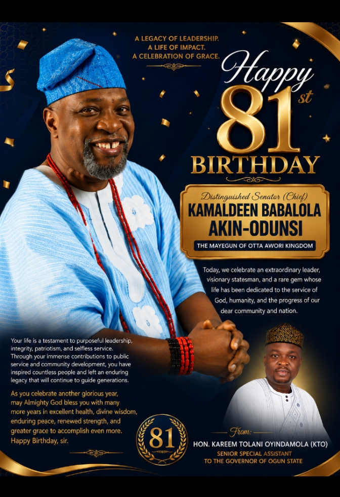 KTO Celebrates Senator Kamaldeen Babalola Akin-Odunsi at 81, Hails His Enduring Legacy